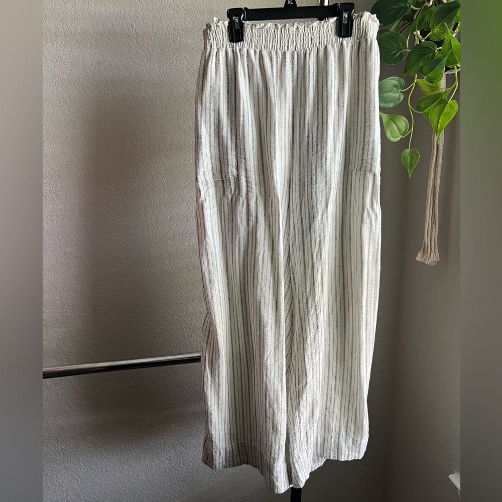 Wide Leg Cream Striped Pants